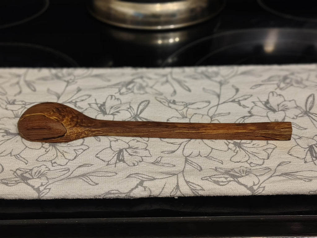 All purpose spoon top view showing grain